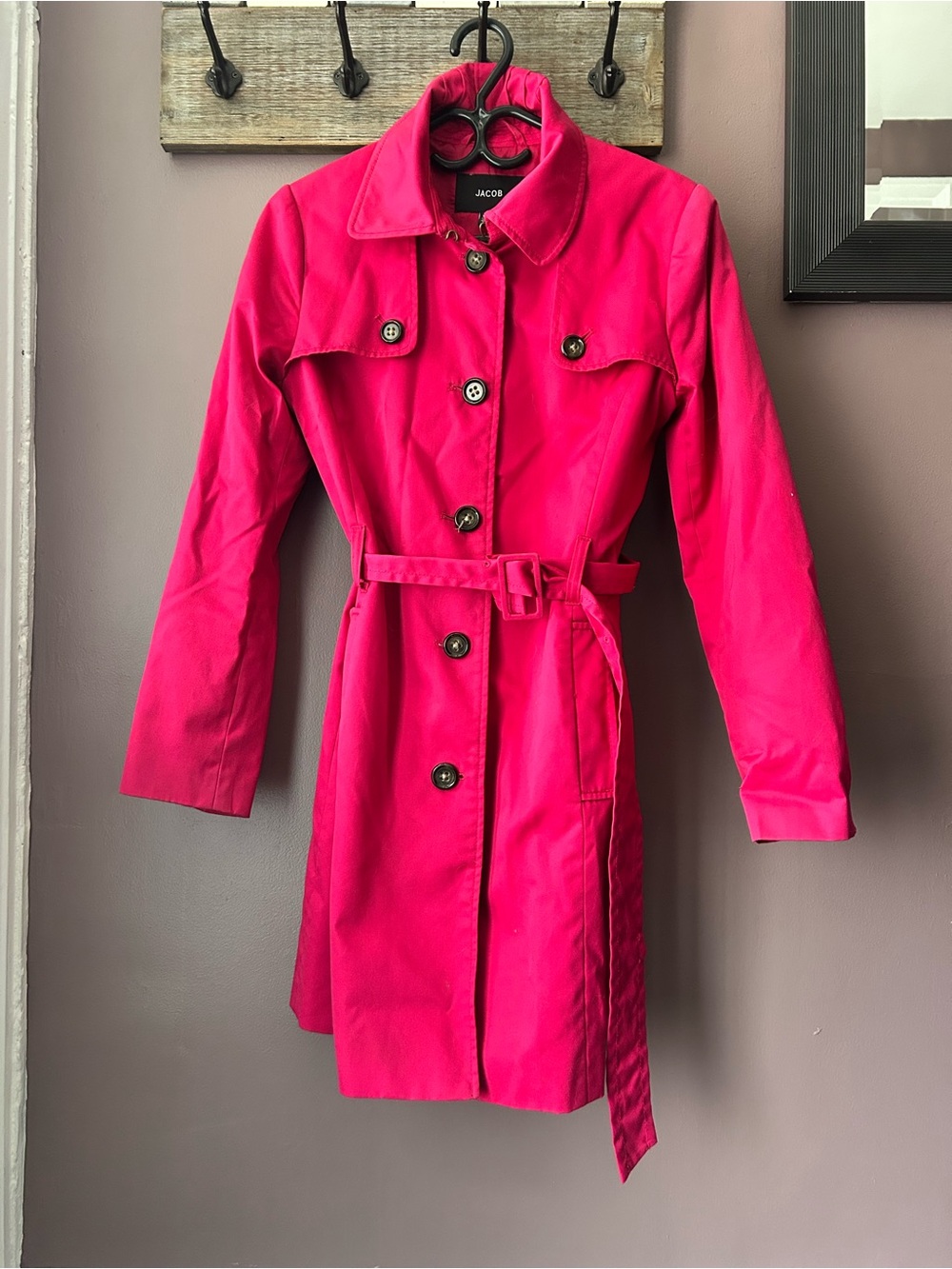 Jacob Hot Pink Women’s Belted Trench Raincoat